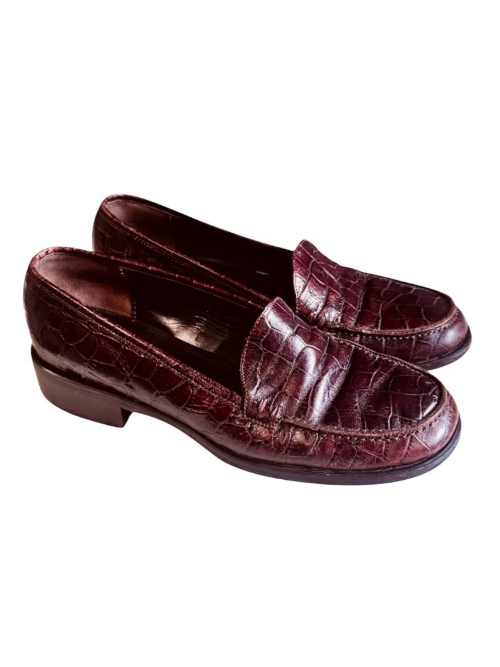 Coach Classic Women's Brown Croc-Embossed Leather Loafers 7B